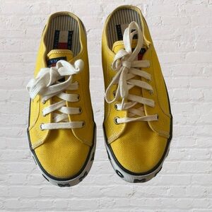 Vintage Tommy Hilfiger Bright Yellow Lace Up Canvas Mule Sneakers